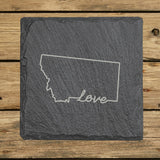 Montana Slate Coaster Set – Engraved Natural Stone (Set of 4)