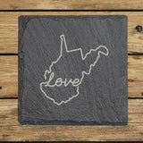 West Virginia Slate Coaster Set – Engraved Natural Stone (Set of 4)