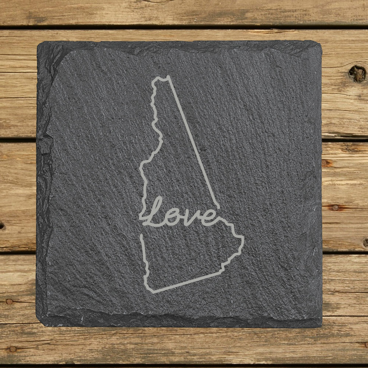 New Hampshire Slate Coaster Set – Engraved Natural Stone (Set of 4)