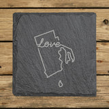 Rhode Island Slate Coaster Set – Engraved Natural Stone (Set of 4)
