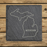 Michigan Slate Coaster Set – Engraved Natural Stone (Set of 4)