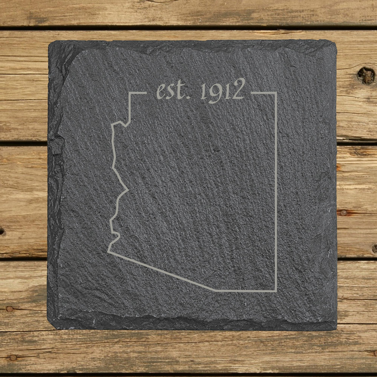Arizona Slate Coaster Set – Engraved Natural Stone (Set of 4)