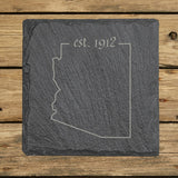 Arizona Slate Coaster Set – Engraved Natural Stone (Set of 4)