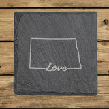 North Dakota Slate Coaster Set – Engraved Natural Stone (Set of 4)