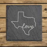 Texas Slate Coaster Set – Engraved Natural Stone (Set of 4)