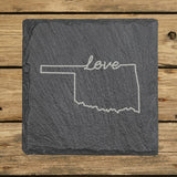Oklahoma Slate Coaster Set – Engraved Natural Stone (Set of 4)
