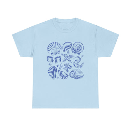 Blue Coastal Coquette Shell Cotton T-Shirt