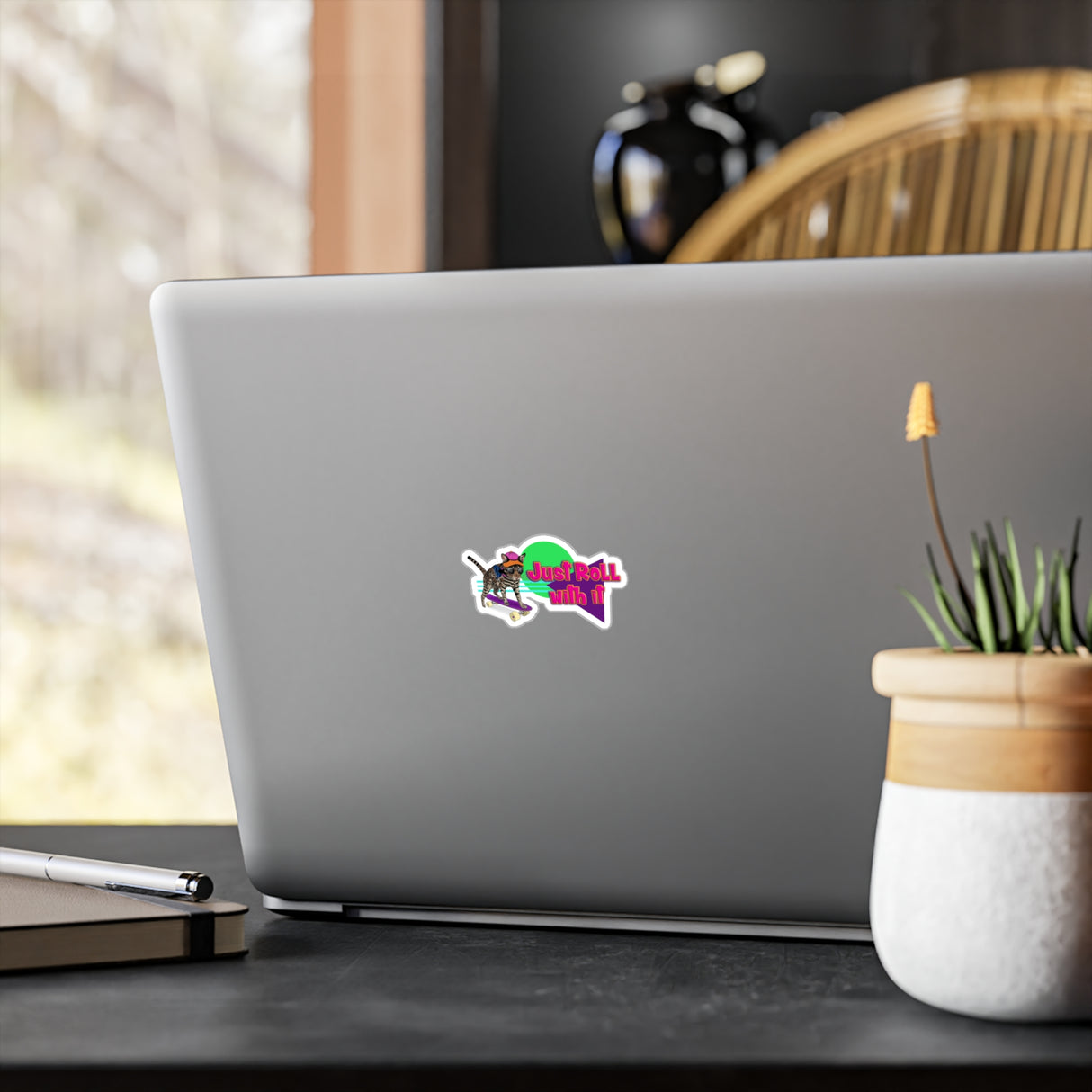 Vinyl Sticker - Just Roll with it Flounder the Purrmaid Design
