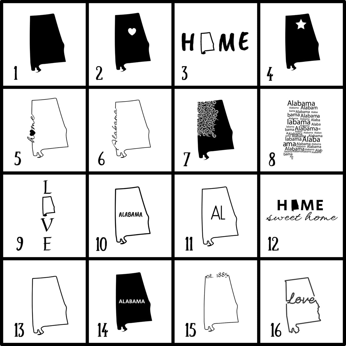 Alabama Slate Coaster Set – Engraved Natural Stone (Set of 4)