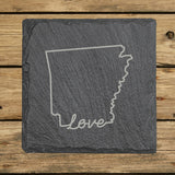 Arkansas Slate Coaster Set – Engraved Natural Stone (Set of 4)