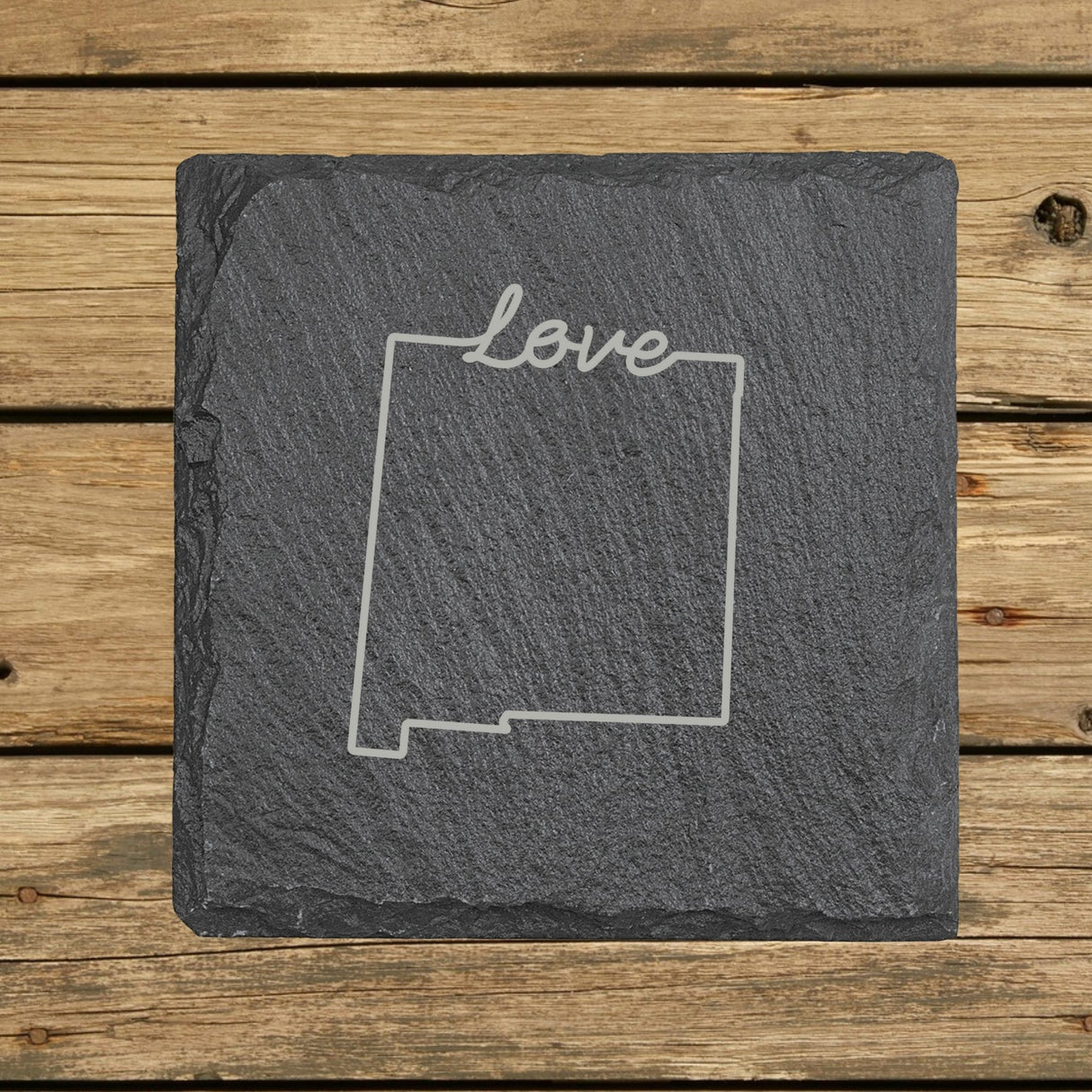 New Mexico Slate Coaster Set – Engraved Natural Stone (Set of 4)