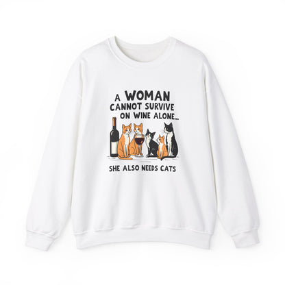 Funny Wine and Cats Sweatshirt - Adult