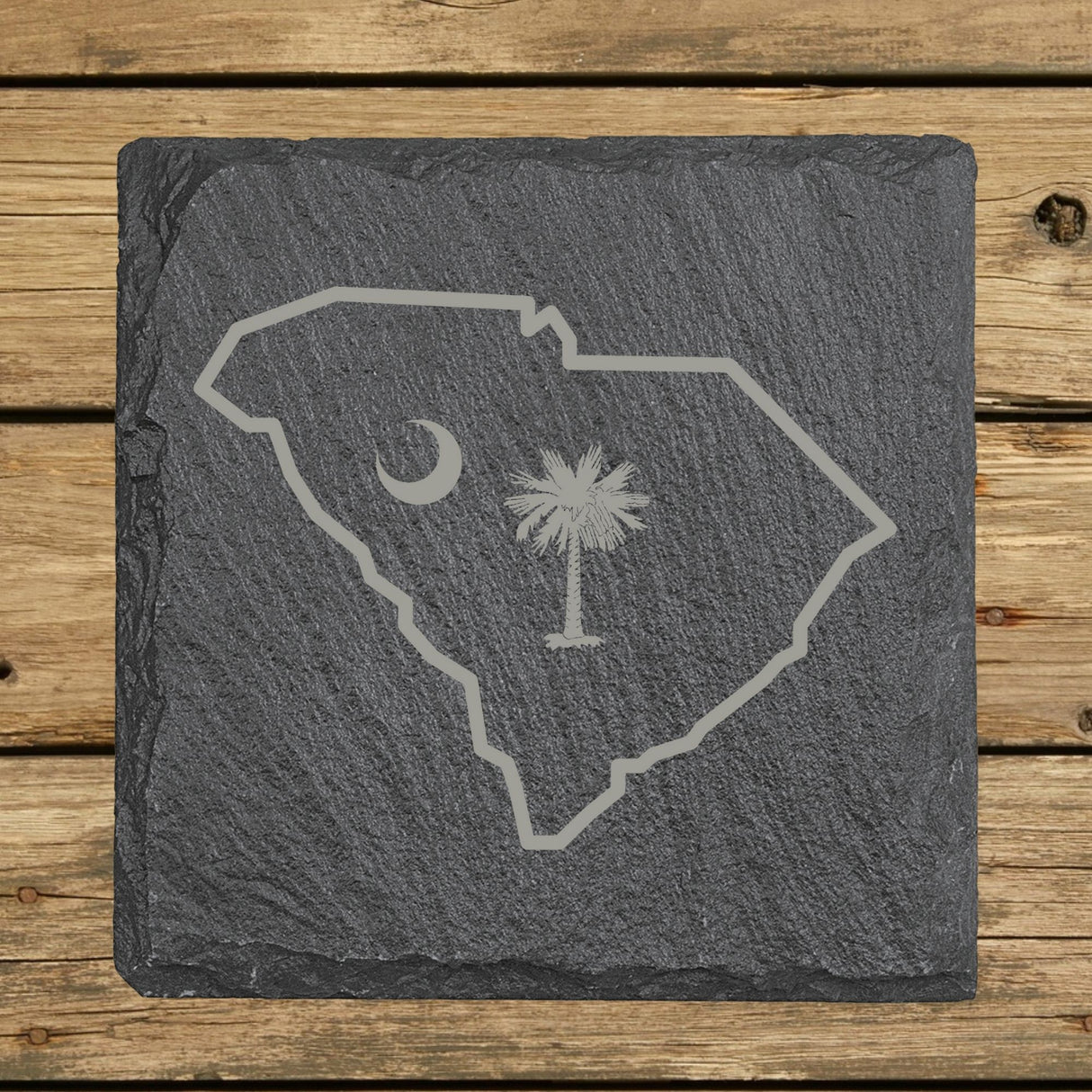 South Carolina Slate Coaster Set – Engraved Natural Stone (Set of 4)