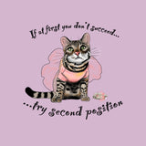 flounder cat in a ballet tutu and text that says if at first you don't succeed... try second position
