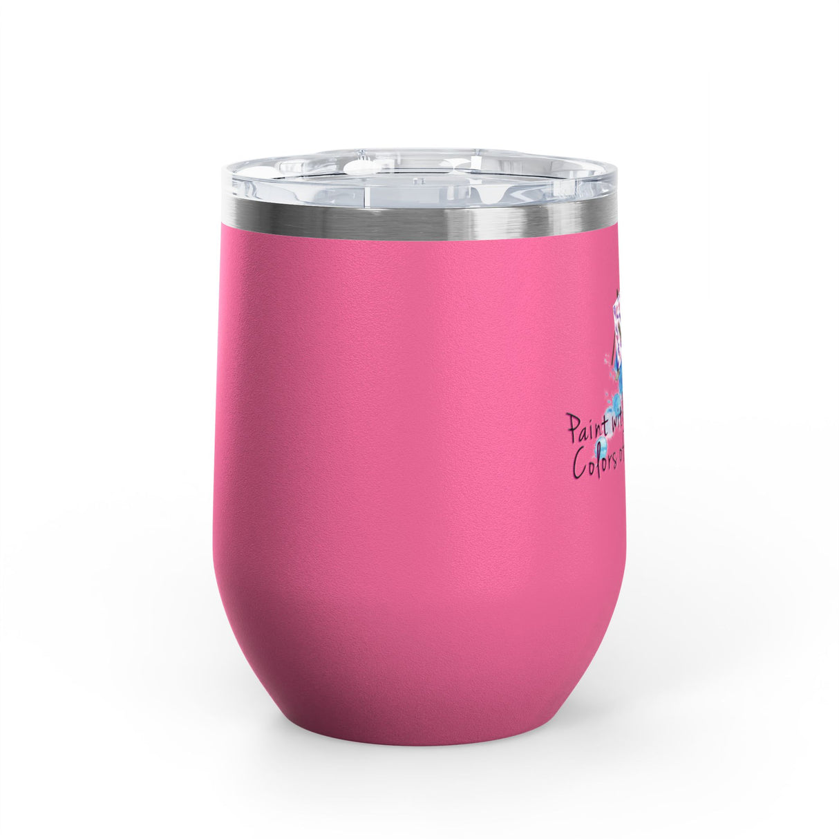 Wine Tumbler — "Paint With All The Colors Of The Wind" Flounder the Purrcasso Artwork