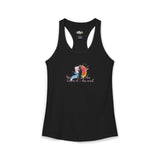 Women's Racerback Tank — "Paint With All the Colors of the Wind" Flounder the Purrcasso Art Tank
