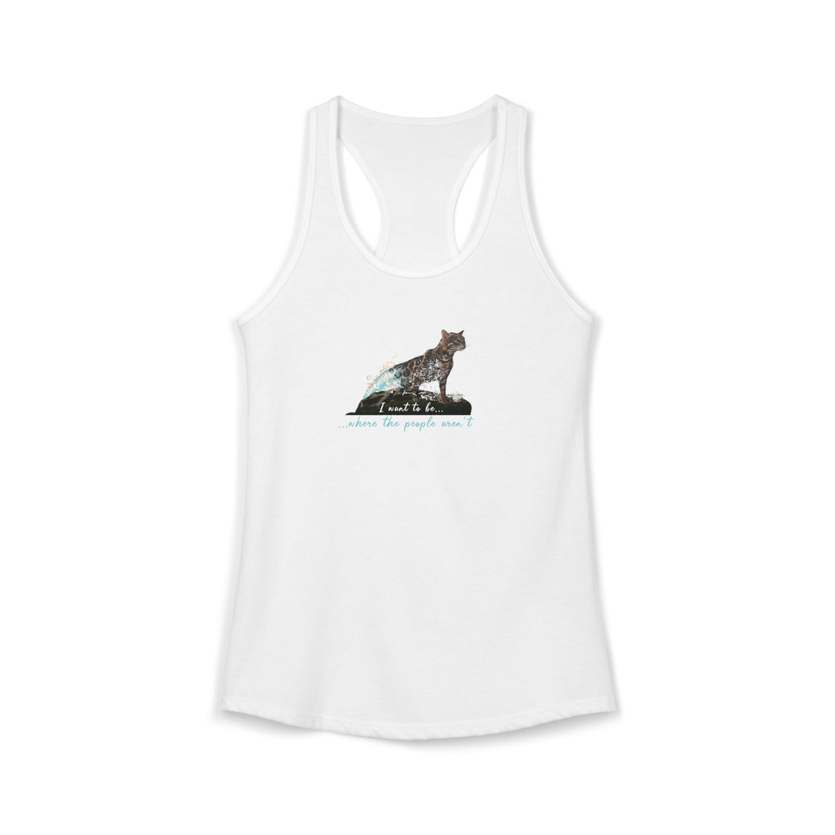 Purrmaid Flounder Racerback Tank — "I Want to Be Where the People Aren't"