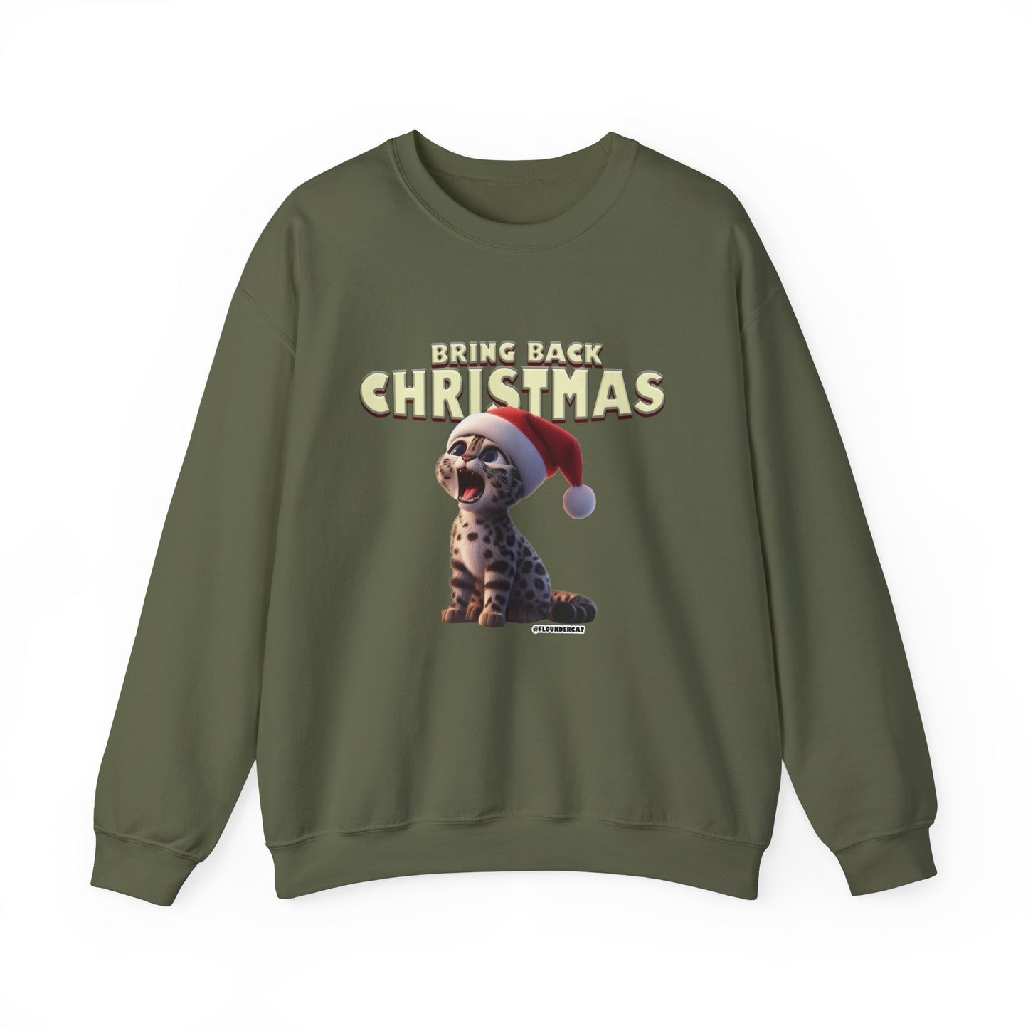 Flounder Cat “Bring Back Christmas” Unisex Crewneck Sweatshirt – Festive Cozy Wear