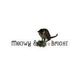 Meowy & Bright Christmas Cat Sticker — Flounder & Mouse Toy Holiday Kiss-Cut
