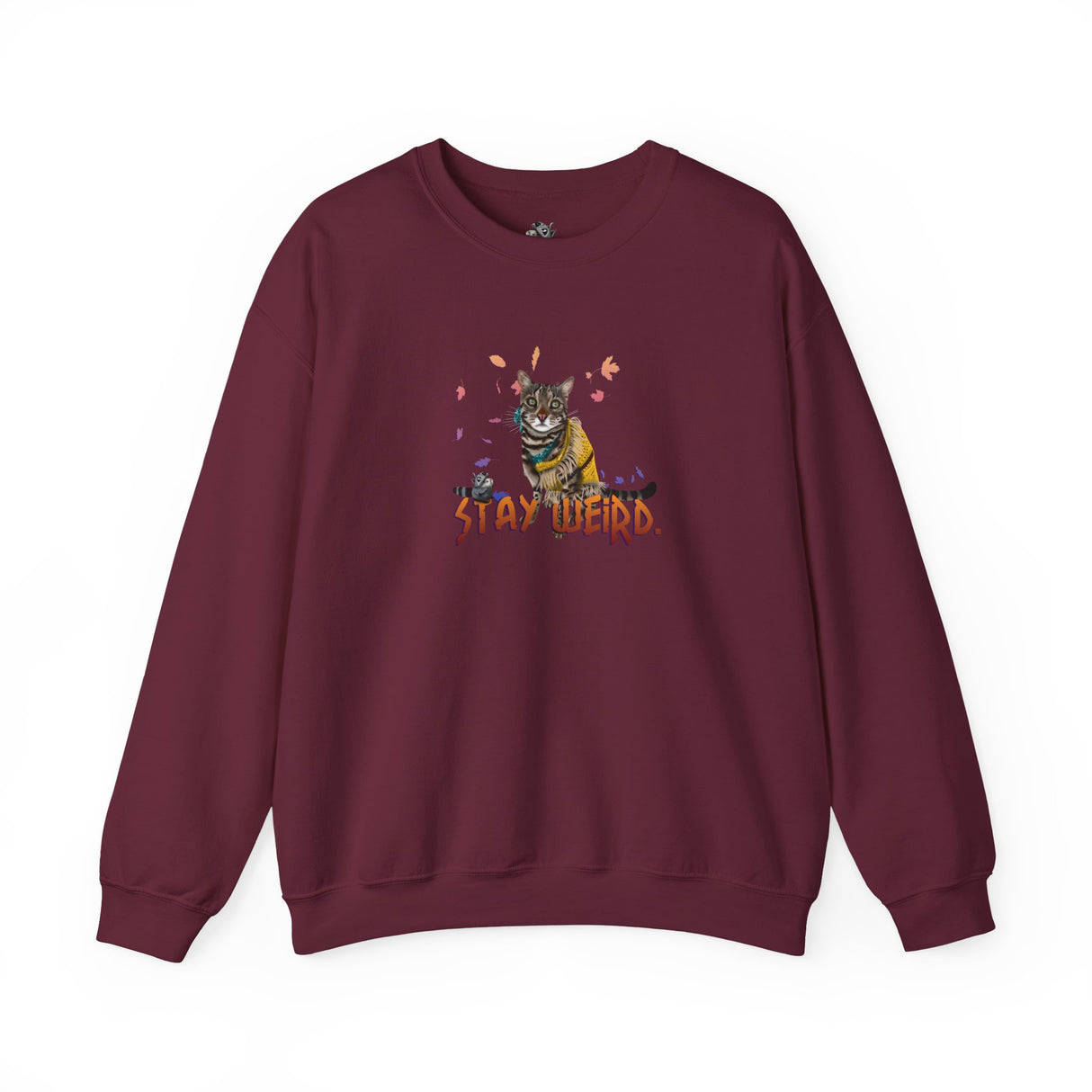 Stay Weird Sweatshirt — Hand-Drawn Flounder & Mouse Toy Hug Crewneck