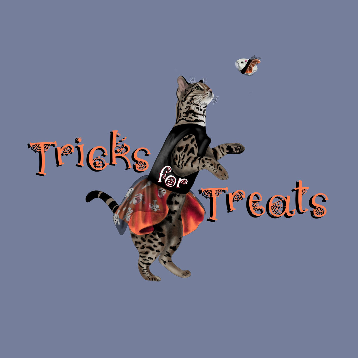 Close up of the design on the Halloween 'Tricks for Treats' Ballet Crewneck (Flounder in Tutu)