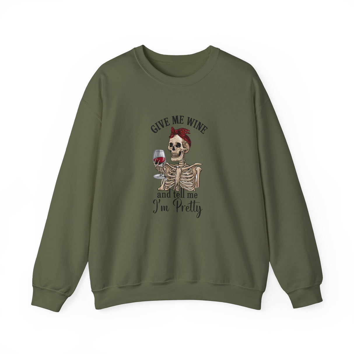 Funny Skelton Wine Crewneck Sweatshirt