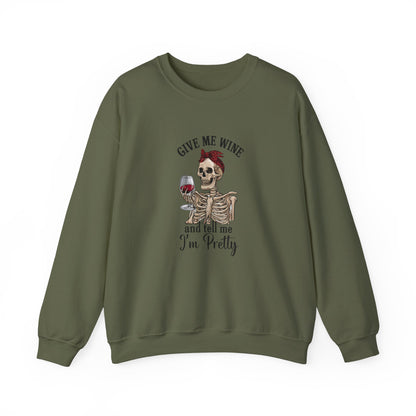Funny Skelton Wine Crewneck Sweatshirt