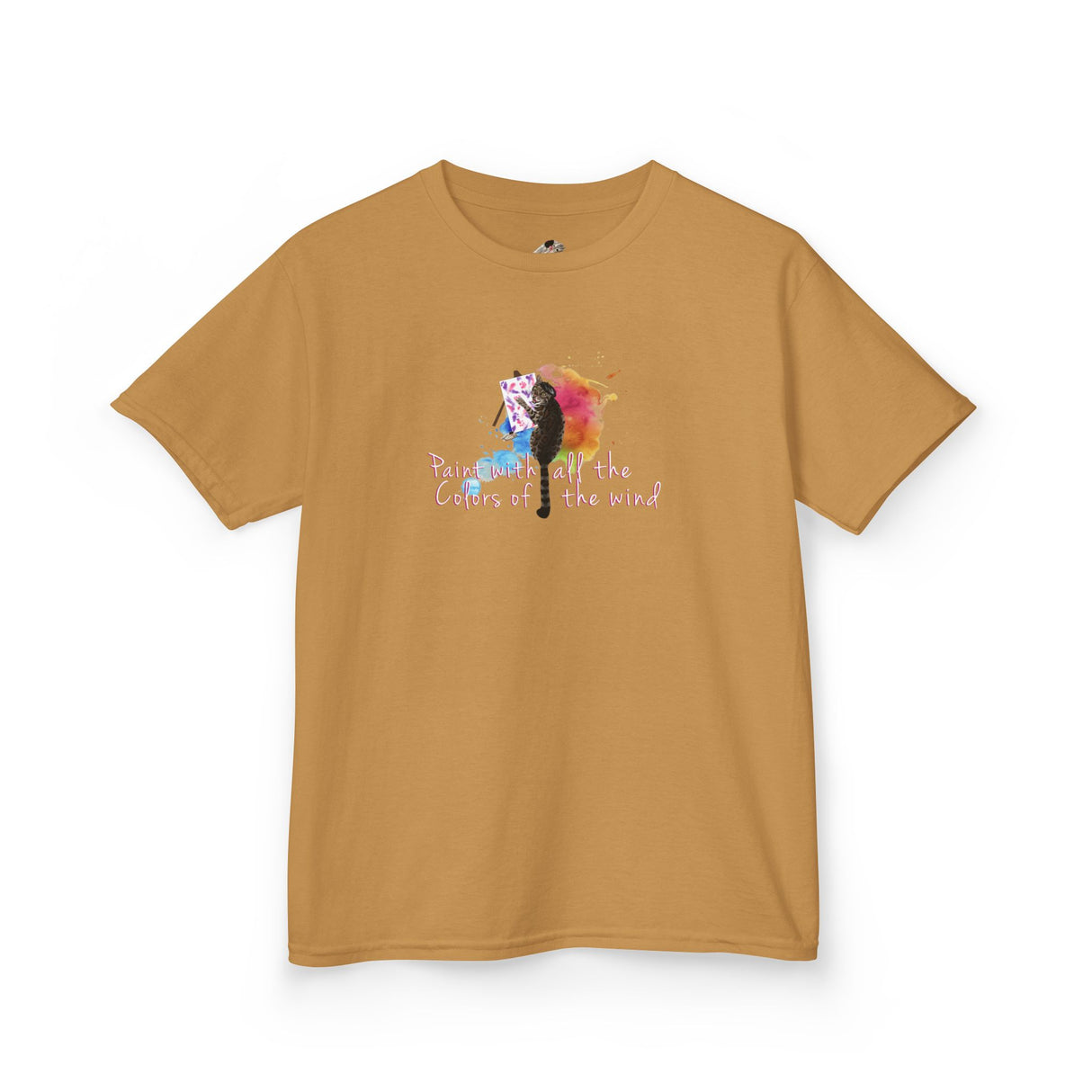 Kids Tee — “Paint With All The Colors Of The Wind” Flounder the Purrcasso Kids T-Shirt