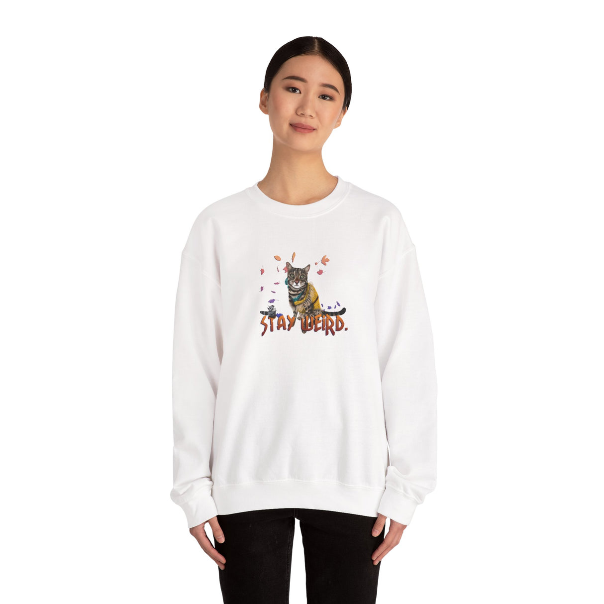 Stay Weird Sweatshirt — Hand-Drawn Flounder & Mouse Toy Hug Crewneck