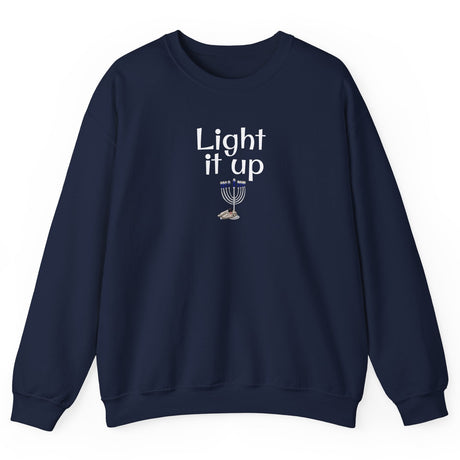 Hanukkah Mouse Toy Sweatshirt - Light it Up Design, shown in Navy