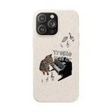 Phone case - Treble Maker Hand Drawn Design by Flounder's Mom, Nina Featuring Flounder the Purrmaid Playing Piano for Mouse Toy