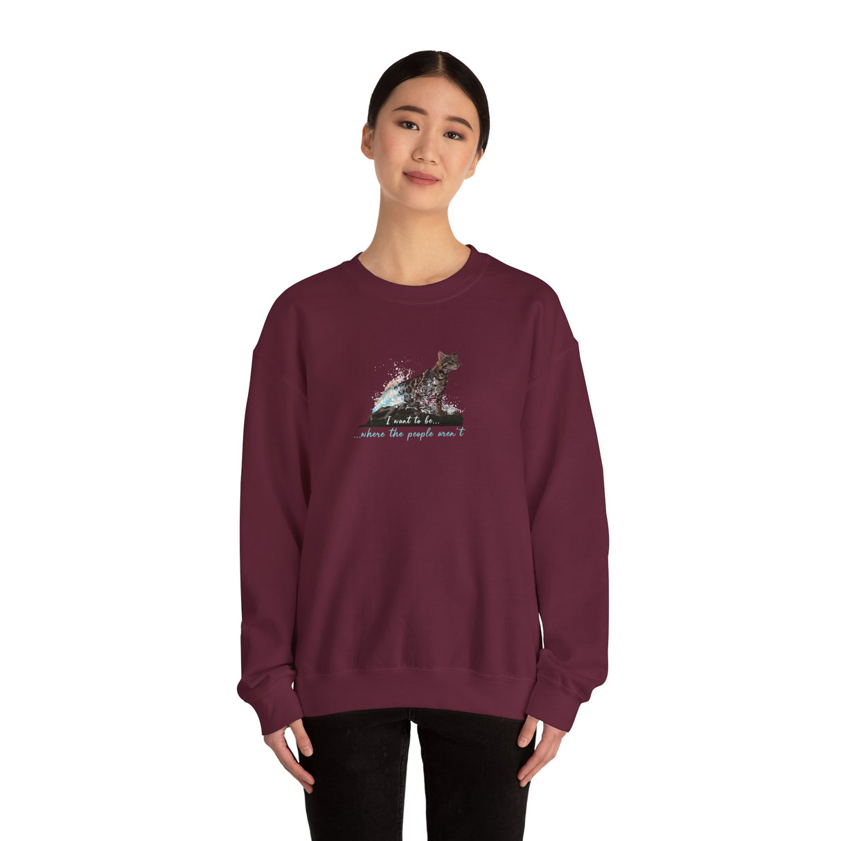 Purrmaid Crewneck Sweatshirt — "I want to be where the people aren't" Flounder Cat Design