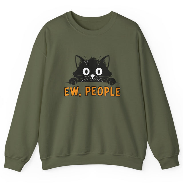 Ew People cat sweatshirt in military green