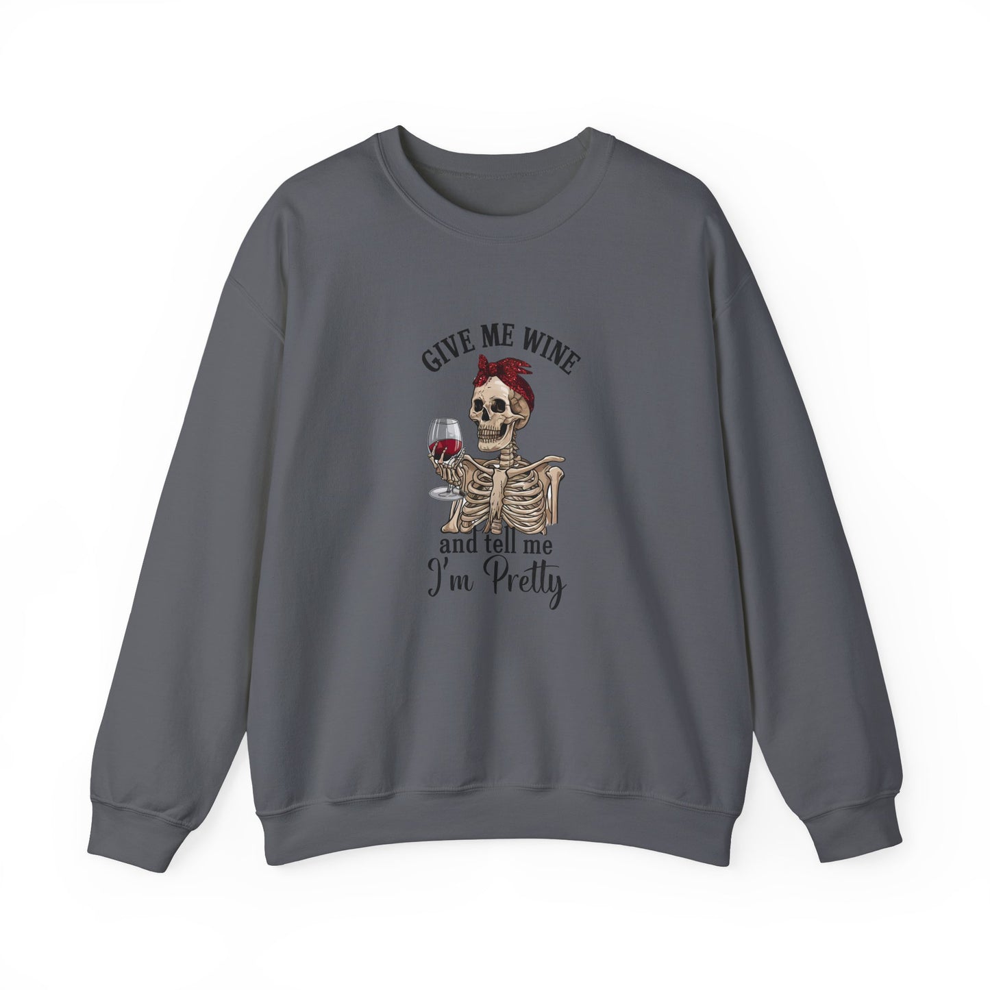 Funny Skelton Wine Crewneck Sweatshirt