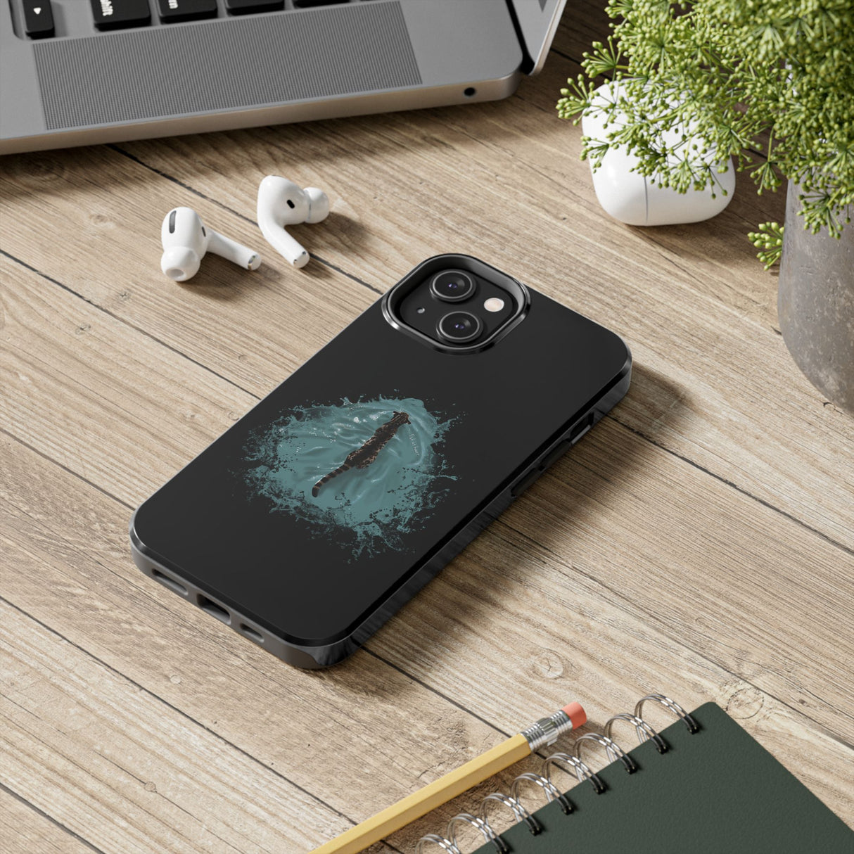 Fish at Heart Flounder Purrmaid Phone Case — Hand-Drawn Nautical Cat Design