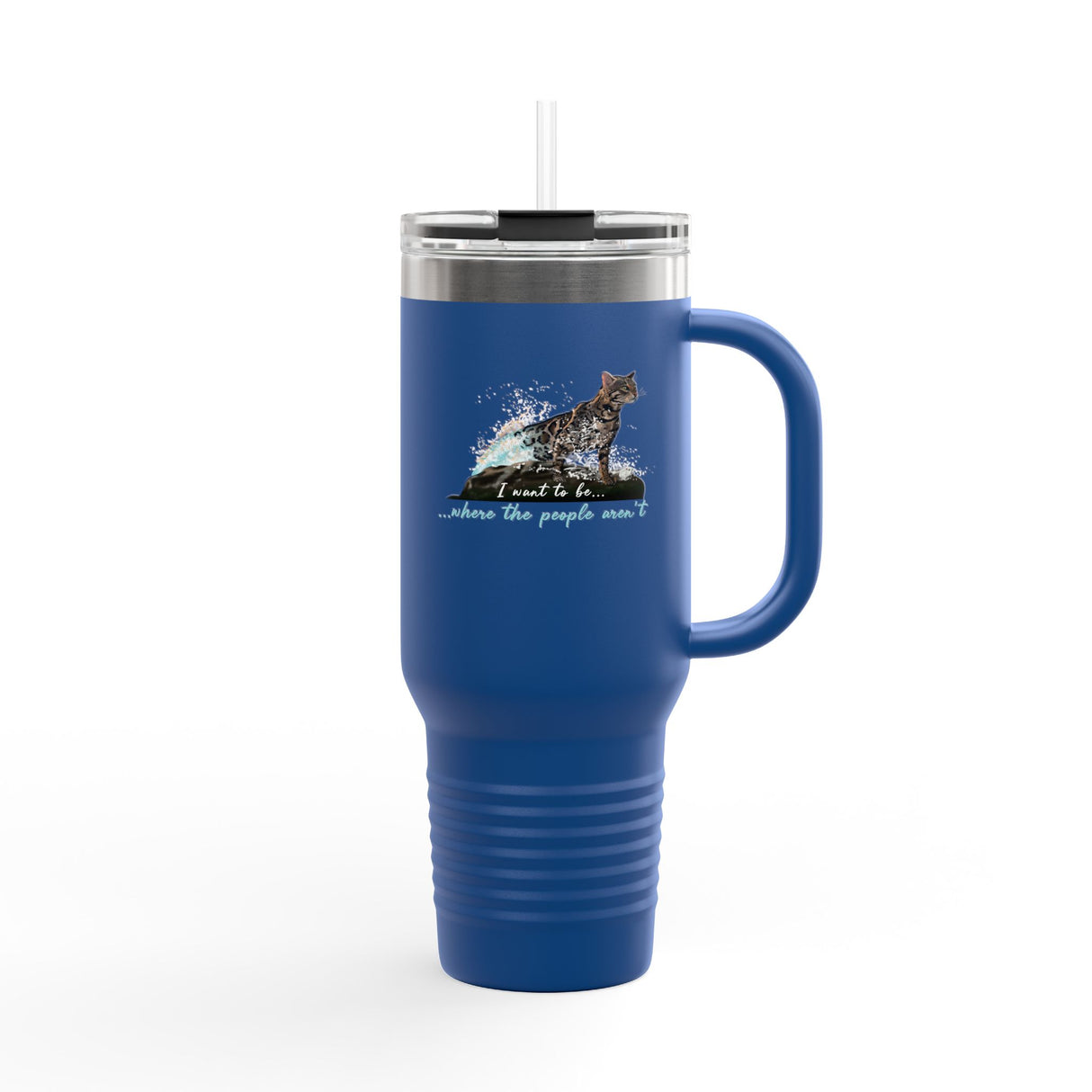 40oz Insulated Travel Mug — 'I Want to Be Where the People Aren't' Purrmaid Design