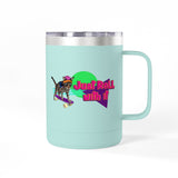 Coffee Mug Tumbler - Just Roll with it Flounder the Purrmaid Design by Nina, 15oz