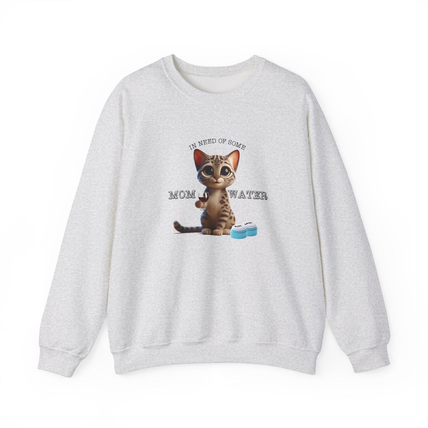 Funny Flounder Cat Wine Crewneck Sweatshirt - In need of Mom water