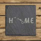 Hawaii Slate Coaster Set – Engraved Natural Stone (Set of 4)