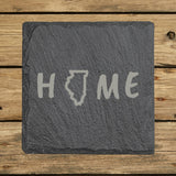 Illinois Slate Coaster Set – Engraved Natural Stone (Set of 4)