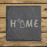 Michigan Slate Coaster Set – Engraved Natural Stone (Set of 4)
