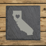 California Slate Coaster Set – Engraved Natural Stone (Set of 4)