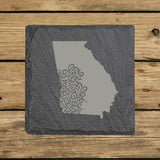 Georgia Slate Coaster Set – Engraved Natural Stone (Set of 4)