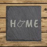 West Virginia Slate Coaster Set – Engraved Natural Stone (Set of 4)