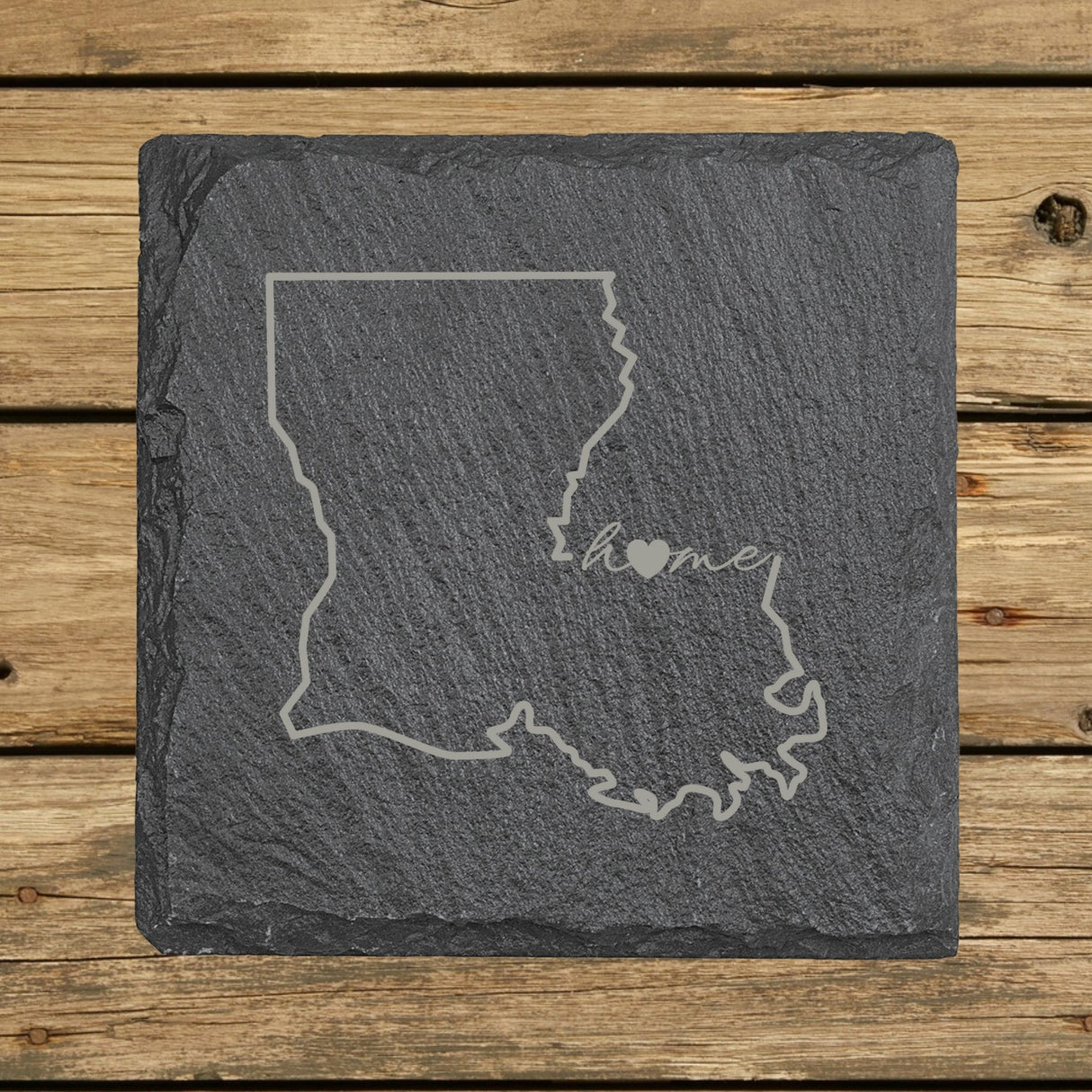 Louisiana Slate Coaster Set – Engraved Natural Stone (Set of 4)