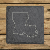 Louisiana Slate Coaster Set – Engraved Natural Stone (Set of 4)
