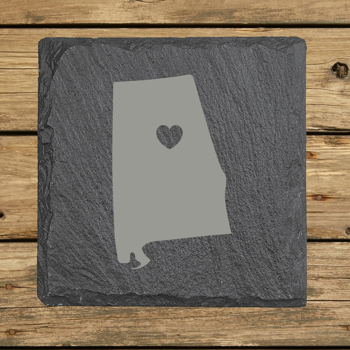 Alabama Slate Coaster Set – Engraved Natural Stone (Set of 4)