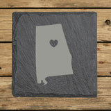 Alabama Slate Coaster Set – Engraved Natural Stone (Set of 4)