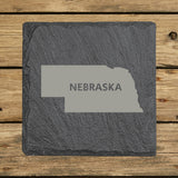 Nebraska Slate Coaster Set – Engraved Natural Stone (Set of 4)