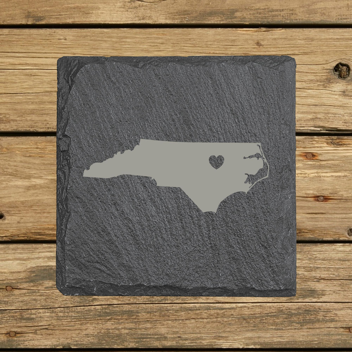 North Carolina Slate Coaster Set – Engraved Natural Stone (Set of 4)